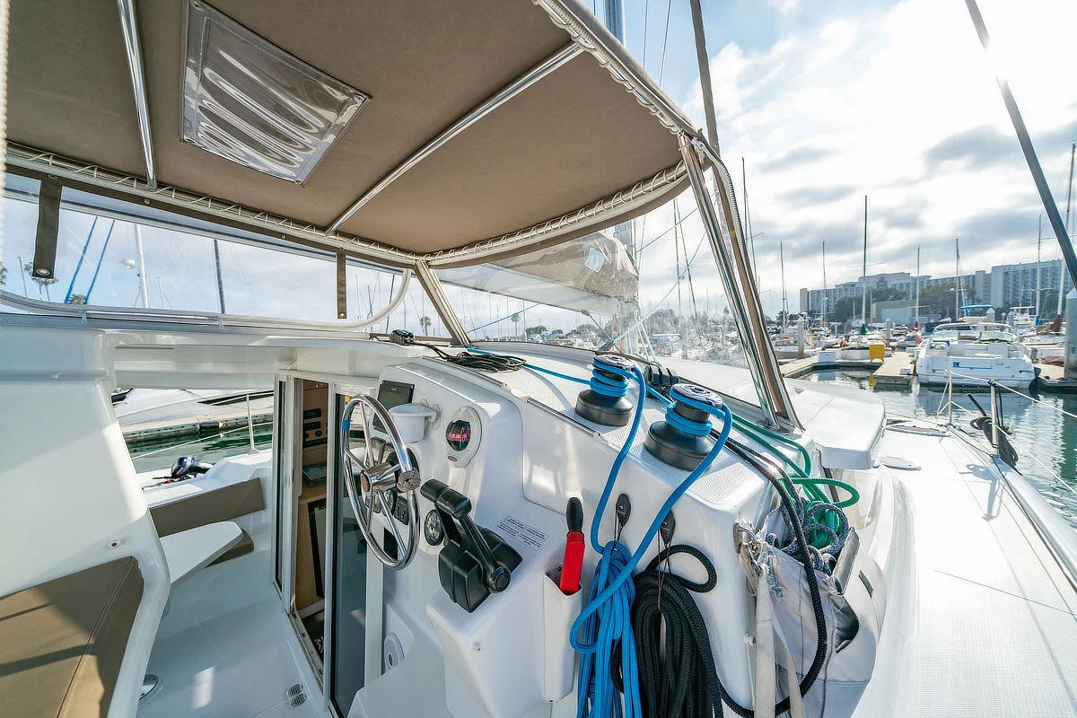 Ocean Spirit 1 (Fountaine Pajot Mahe 36) at San Diego - at the helm
