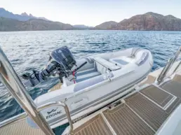 Leopard 46 Power Cat at Sea of Cortez (Loreto, BCS) - stern with dinghy